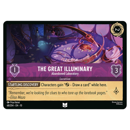 The Great Illuminary - Abandoned Laboratory 68/204 card from the Lorcana set Whispers in the Well