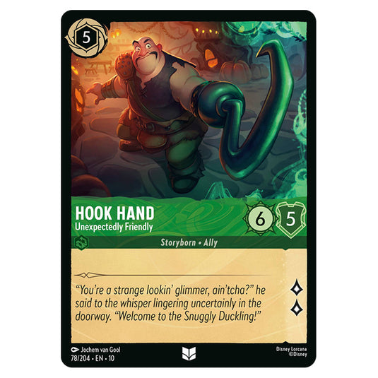 Hook Hand - Unexpectedly Friendly 78/204 card from the Lorcana set Whispers in the Well
