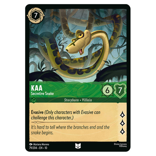 Kaa - Secretive Snake 79/204 card from the Lorcana set Whispers in the Well