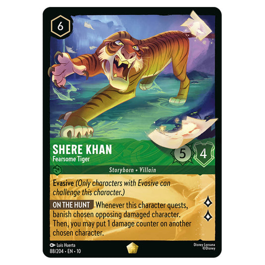 Shere Khan - Fearsome Tiger 88/204 card from the Lorcana set Whispers in the Well