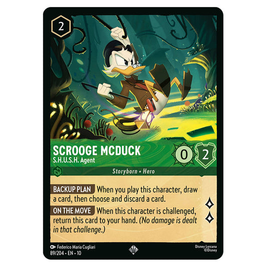 Scrooge McDuck - S.H.U.S.H. Agent 89/204 card from the Lorcana set Whispers in the Well
