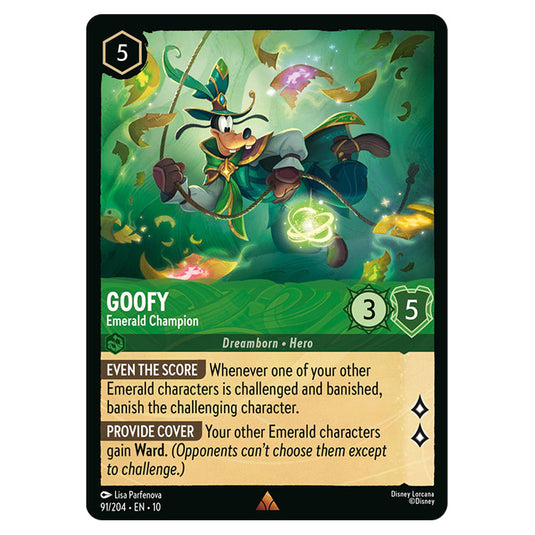 Goofy - Emerald Champion 91/204 card from the Lorcana set Whispers in the Well