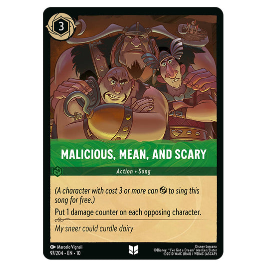 Malicious, Mean, and Scary 97/204 card from the Lorcana set Whispers in the Well