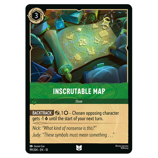 Inscrutable Map 99/204 card from the Lorcana set Whispers in the Well