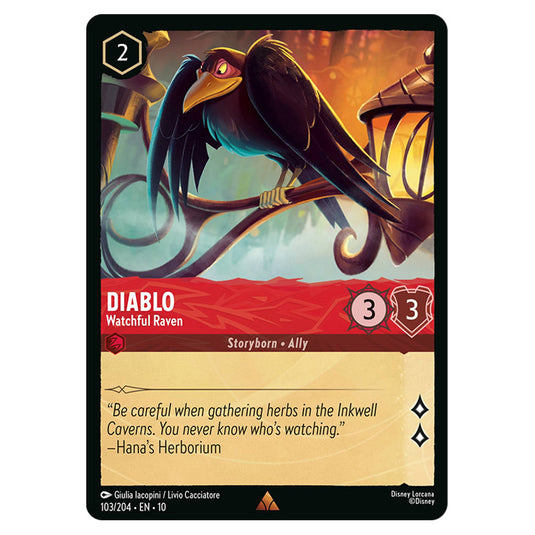 Diablo - Watchful Raven 103/204 card from the Lorcana set Whispers in the Well
