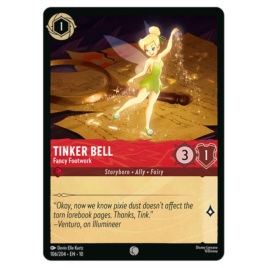 Tinker Bell - Fancy Footwork 106/204 card from the Lorcana set Whispers in the Well