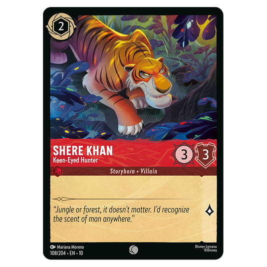 Shere Khan - Keen‐Eyed Hunter 108/204 card from the Lorcana set Whispers in the Well