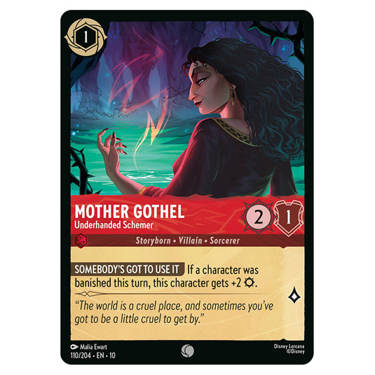 Mother Gothel - Underhanded Schemer 110/204 card from the Lorcana set Whispers in the Well