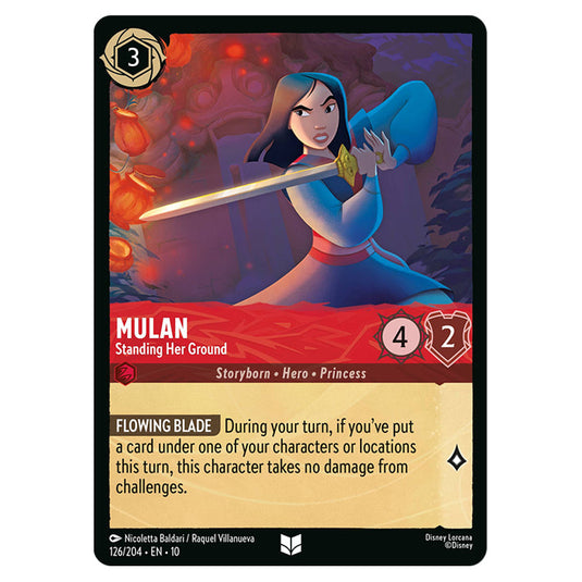 Mulan - Standing Her Ground 126/204 card from the Lorcana set Whispers in the Well