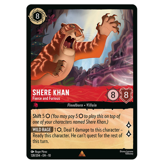 Shere Khan - Fierce and Furious 128/204 card from the Lorcana set Whispers in the Well