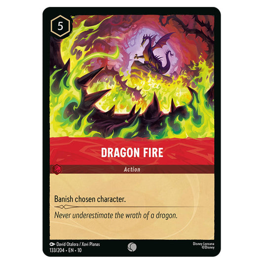 Dragon Fire 133/204 card from the Lorcana set Whispers in the Well