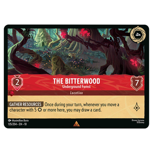 The Bitterwood - Underground Forest 135/204 card from the Lorcana set Whispers in the Well