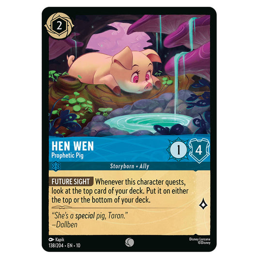 Hen Wen - Prophetic Pig 138/204 card from the Lorcana set Whispers in the Well