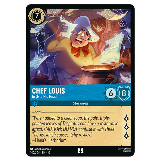 Chef Louis - In Over His Head 140/204 card from the Lorcana set Whispers in the Well