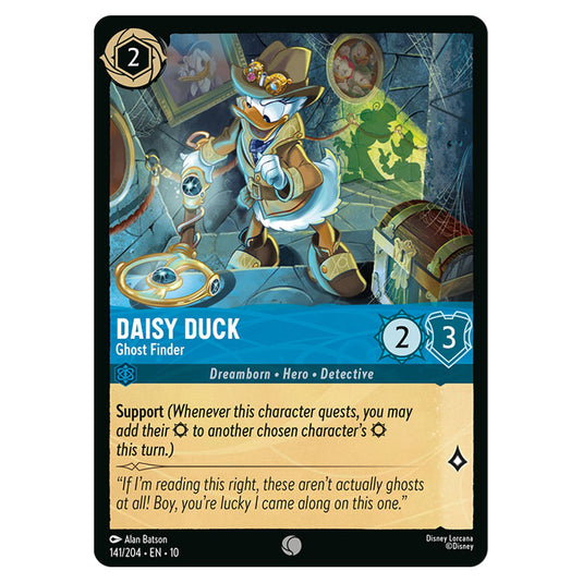 Daisy Duck - Ghost Finder 141/204 card from the Lorcana set Whispers in the Well
