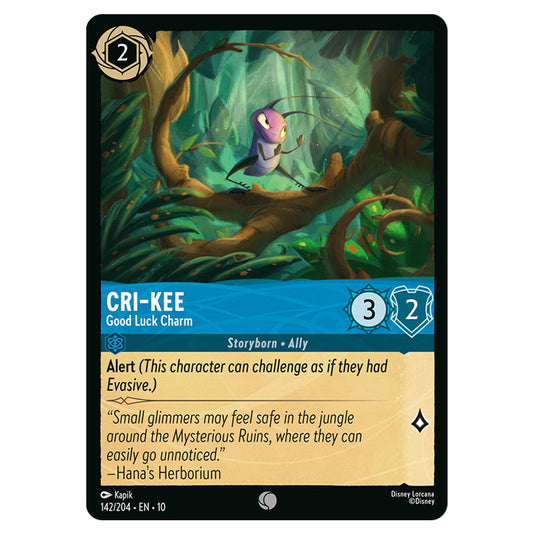 Cri‐Kee - Good Luck Charm 142/204 card from the Lorcana set Whispers in the Well