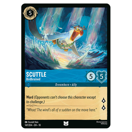 Scuttle - Birdbrained 147/204 card from the Lorcana set Whispers in the Well