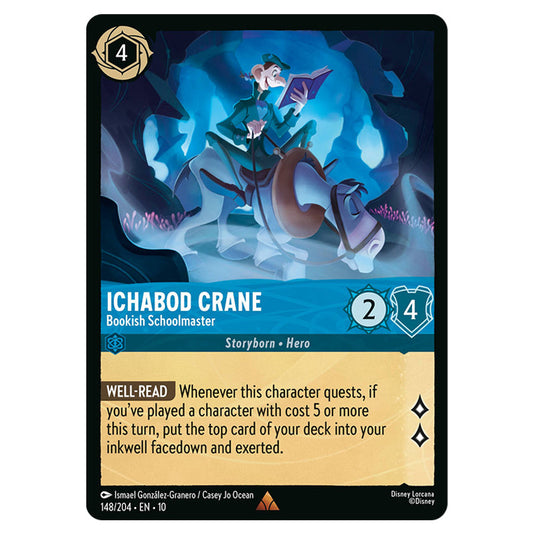 Ichabod Crane - Bookish Schoolmaster 148/204 card from the Lorcana set Whispers in the Well