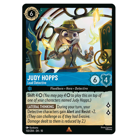 Judy Hopps - Lead Detective 150/204 card from the Lorcana set Whispers in the Well