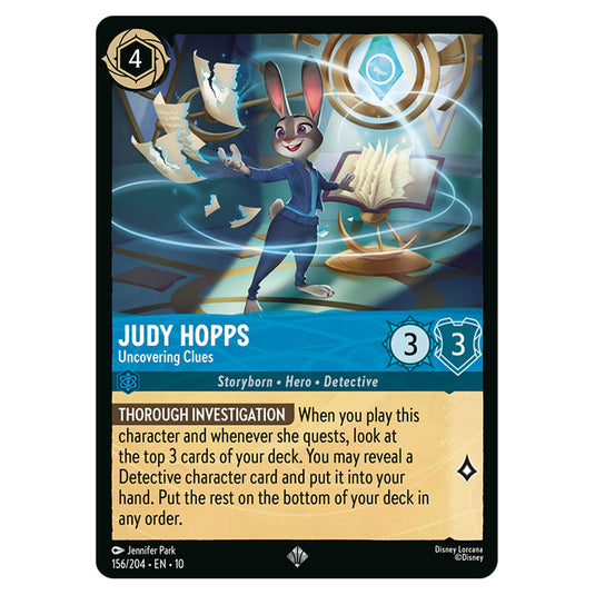 Judy Hopps - Uncovering Clues 156/204 card from the Lorcana set Whispers in the Well