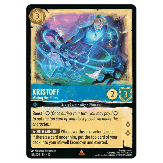 Kristoff - Mining the Ruins 159/204 card from the Lorcana set Whispers in the Well