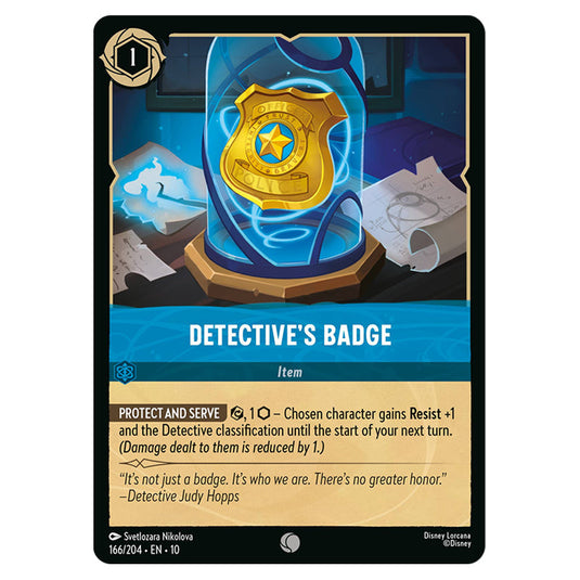 Detective's Badge 166/204 card from the Lorcana set Whispers in the Well