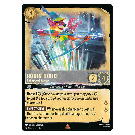 Robin Hood - Ephemeral Archer 171/204 card from the Lorcana set Whispers in the Well