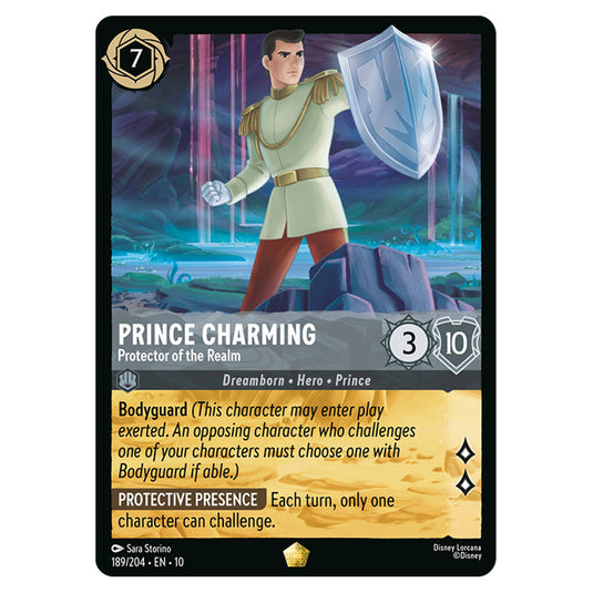 Prince Charming - Protector of the Realm 189/204 card from the Lorcana set Whispers in the Well