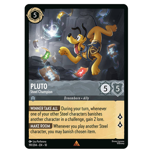 Lorcana - Whispers in the Well - Pluto - Steel Champion (Rare) - 191/2 Lorcana - Whispers in the Well - Pluto - Steel Champion (Rare) - 191/2