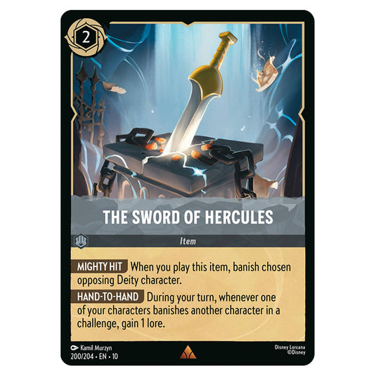 The Sword of Hercules 200/204 card from the Lorcana set Whispers in the Well
