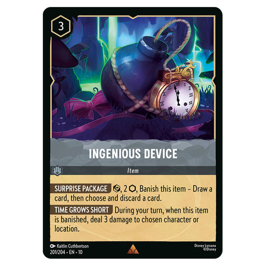 Ingenious Device 201/204 card from the Lorcana set Whispers in the Well
