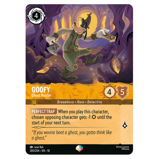 Goofy - Ghost Hunter 205/204 card from the Lorcana set Whispers in the Well
