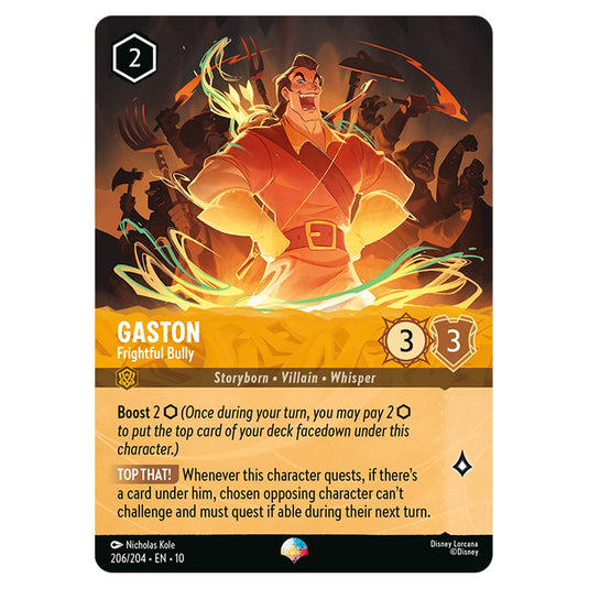 Gaston - Frightful Bully 206/204 card from the Lorcana set Whispers in the Well