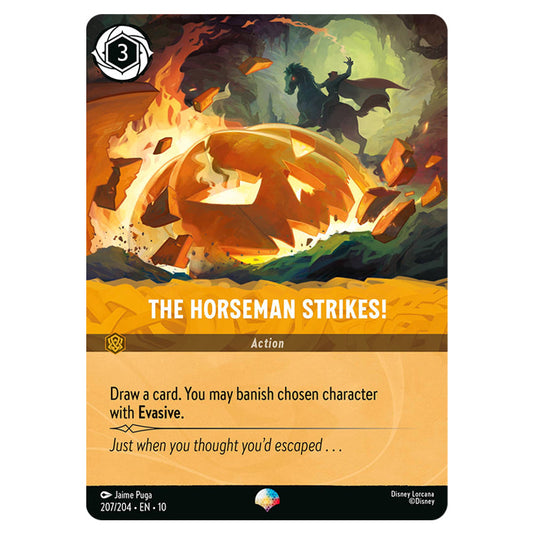 The Horseman Strikes! 207/204 card from the Lorcana set Whispers in the Well
