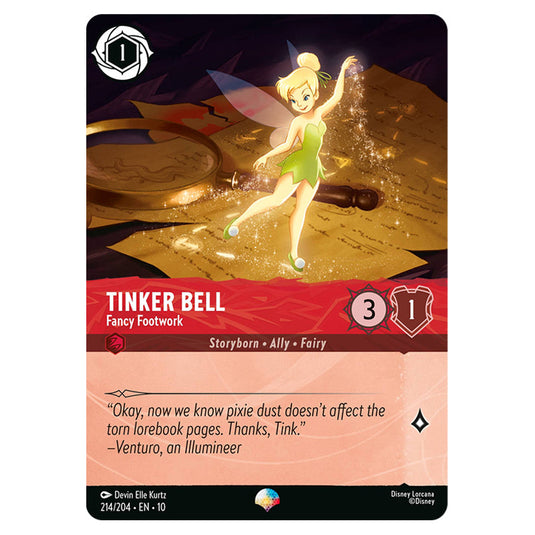 Tinker Bell - Fancy Footwork 214/204 card from the Lorcana set Whispers in the Well