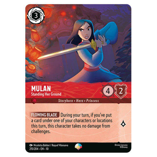 Mulan - Standing Her Ground 215/204 card from the Lorcana set Whispers in the Well