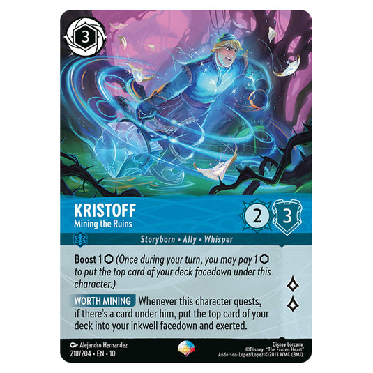 Kristoff - Mining the Ruins 218/204 card from the Lorcana set Whispers in the Well