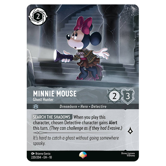 Minnie Mouse - Ghost Hunter 220/204 card from the Lorcana set Whispers in the Well