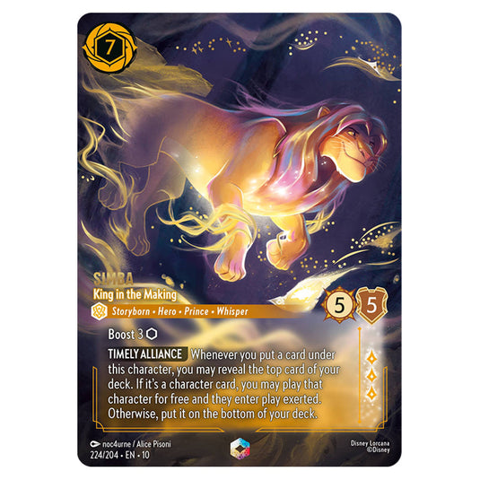 Simba - King in the Making 224/204 card from the Lorcana set Whispers in the Well