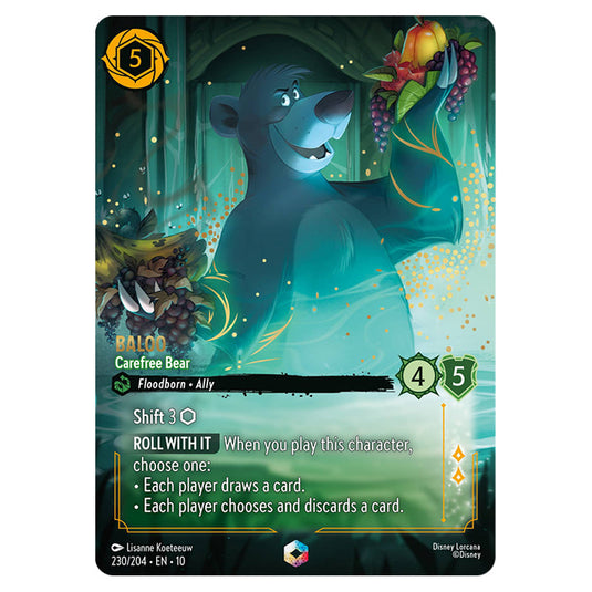 Baloo - Carefree Bear 230/204 card from the Lorcana set Whispers in the Well