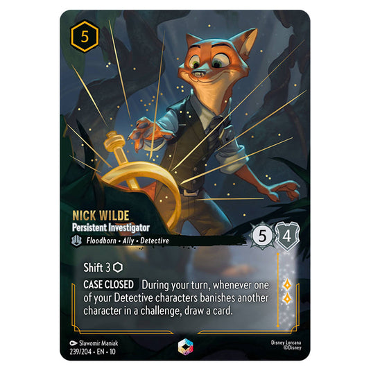 Nick Wilde - Persistent Investigator 239/204 card from the Lorcana set Whispers in the Well