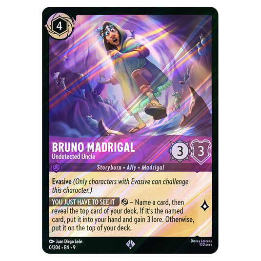Bruno Madrigal - Undetected Uncle 0/204 card from the Lorcana set Fabled