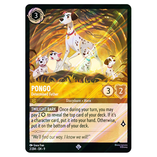 Pongo - Determined Father 2/204 card from the Lorcana set Fabled
