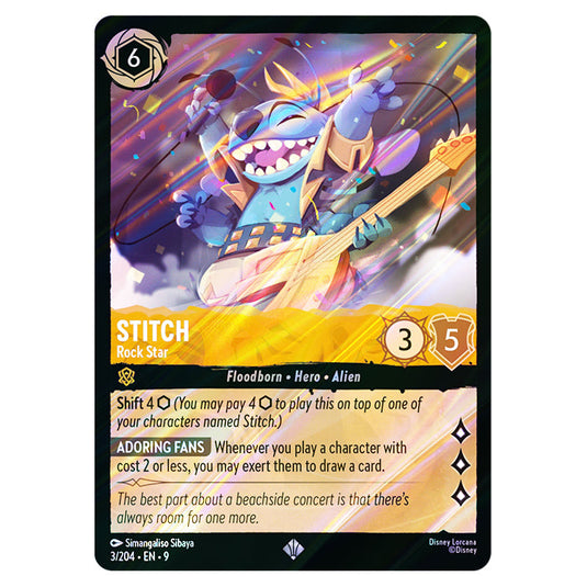 Stitch - Rock Star 3/204 card from the Lorcana set Fabled