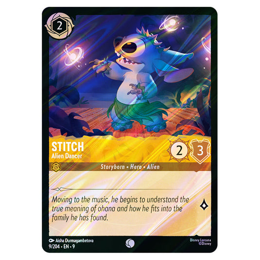 Stitch - Alien Dancer 9/204 card from the Lorcana set Fabled