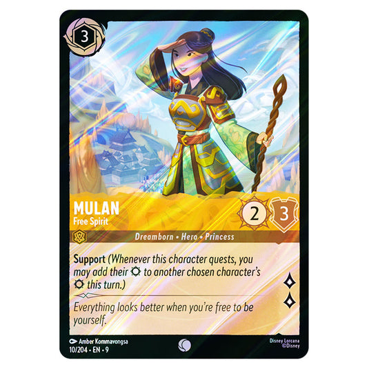 Mulan - Free Spirit 10/204 card from the Lorcana set Fabled
