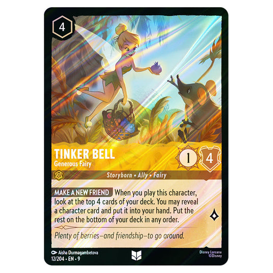 Tinker Bell - Generous Fairy 12/204 card from the Lorcana set Fabled