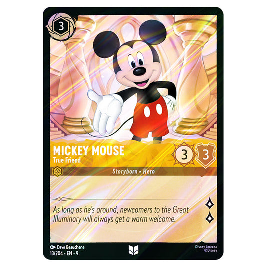 Mickey Mouse - True Friend 13/204 card from the Lorcana set Fabled