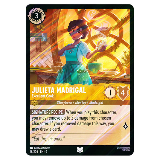 Julieta Madrigal - Excellent Cook 18/204 card from the Lorcana set Fabled