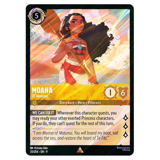 Moana - Of Motunui 20/204 card from the Lorcana set Fabled